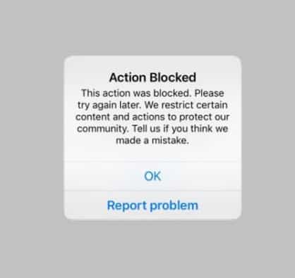What is Instagram action blocked error
