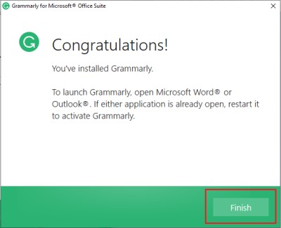 Click on the finish button for grammarly