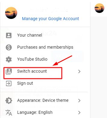 Switch Account option