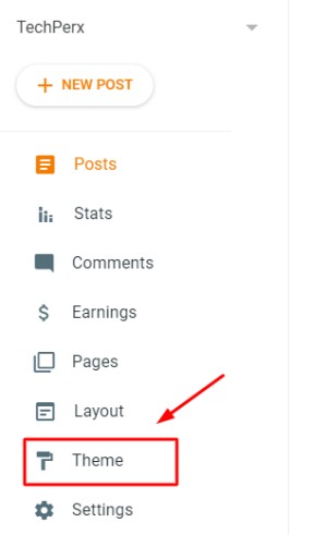 Theme button in blogger