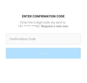 confirmation code SMS for Instagram
