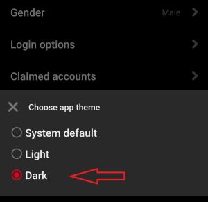 turn on dark mode in pinterest app