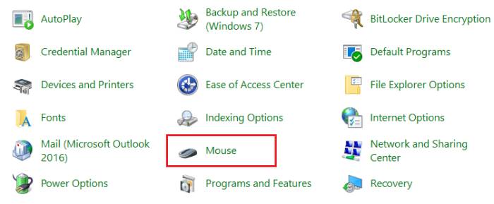 Mouse settings
