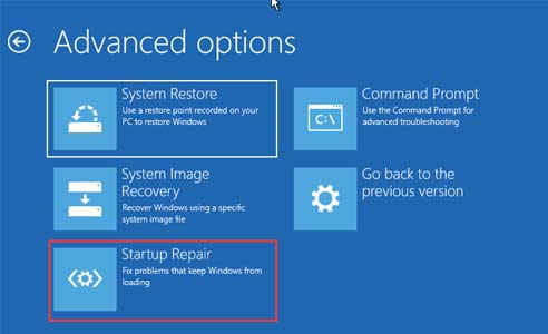 Startup Repair Method to Repair Windows 10 Without a CD