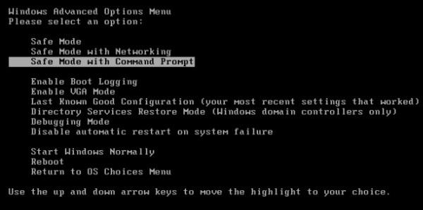 safe mode with a command prompt