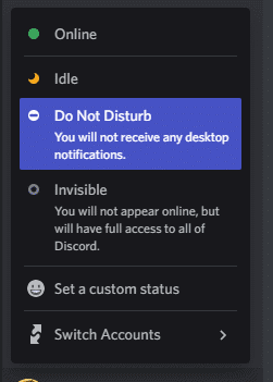 What does it mean by DO NOT DISTURB on Discord